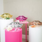 Ornament - disco -lippen - glas - zilver - 29x10x13,5 cm