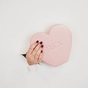Ornament- Candy Heart 'FUCK'- Neon Roze- 20x4x18,5cm
