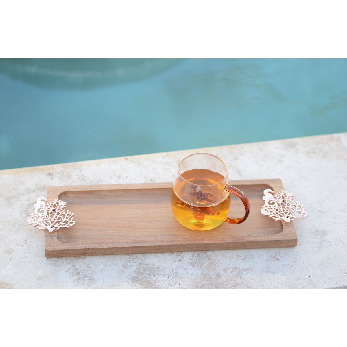 Set of 2 teacups with a star and a gold bowl 400 ml 