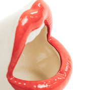 Pot - Lip - Keramiek - Rood/Wit -10x10x12