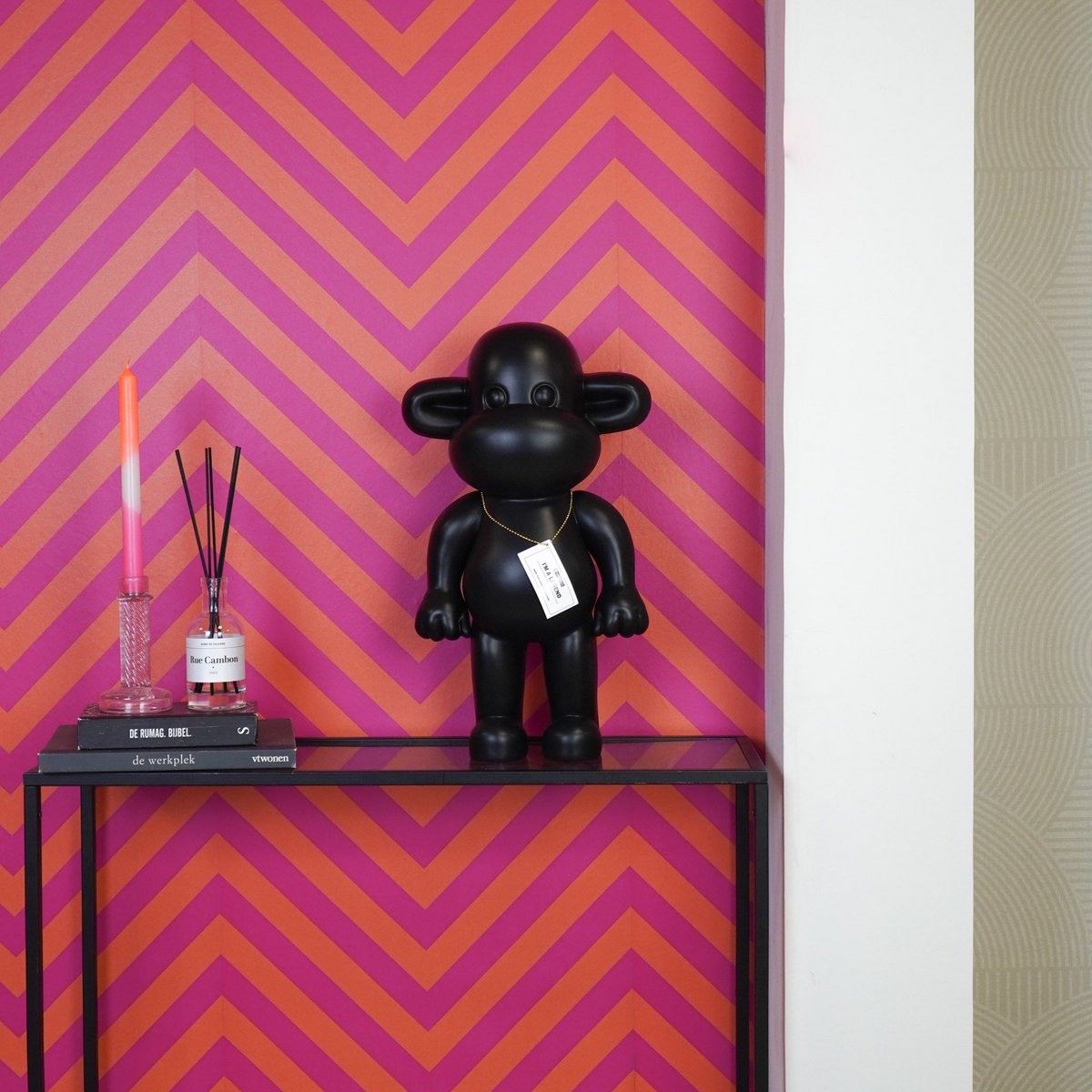 Ornament - monkey - black - 33x21x50cm
