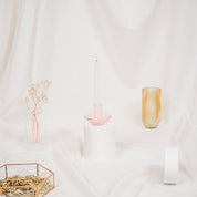 Candle holder - Glass - Pink - 9.5x9.5x7cm