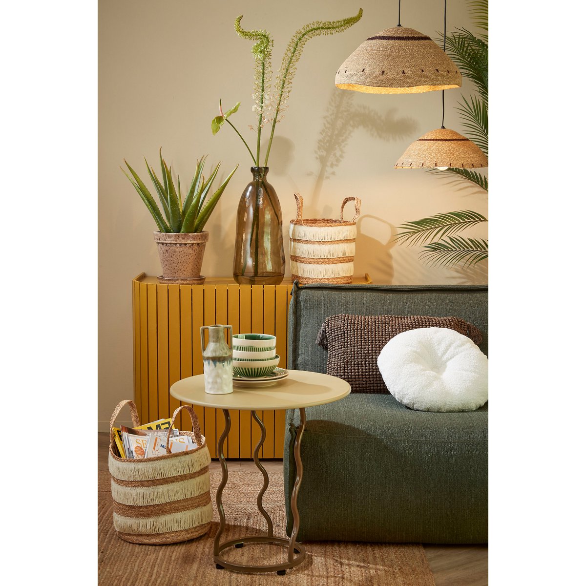 Joulz Hanging lamp - H22 x Ø41 cm - Jute - Light brown