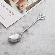 Set of 6 Silver Matching Leaf Teaspoons