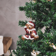 Christmas pendant - Santa Claus Bear - Glass - 9.5x6x10.5cm