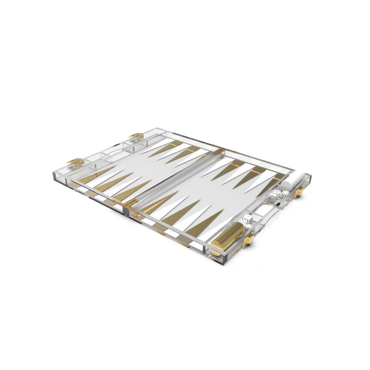 Backgammon -spel in wit en gouden acryl