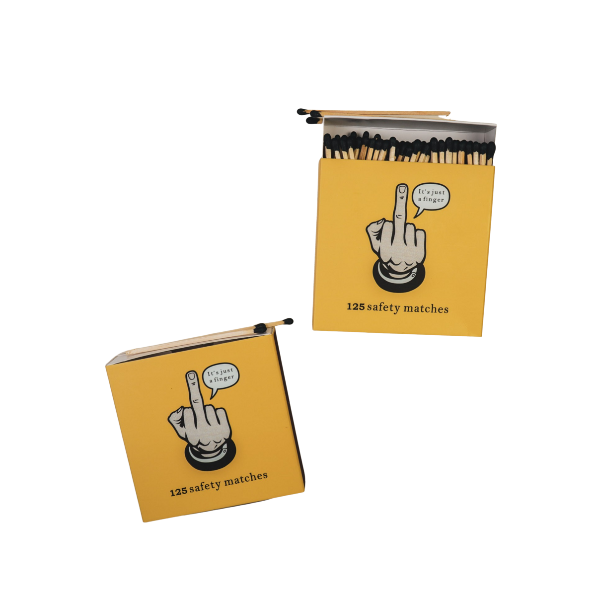 Matchbox - Lucifer Box Middelvinger - Geel - 11x11x3cm