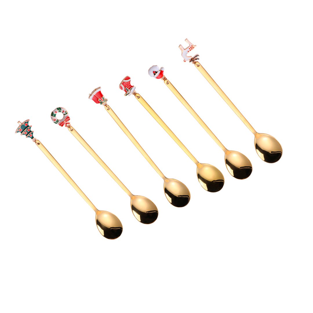 Golden kerst lepeltjes - set van 6
