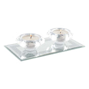 Crystal Candlesticks on a Silver and Mirror Rectangle 
