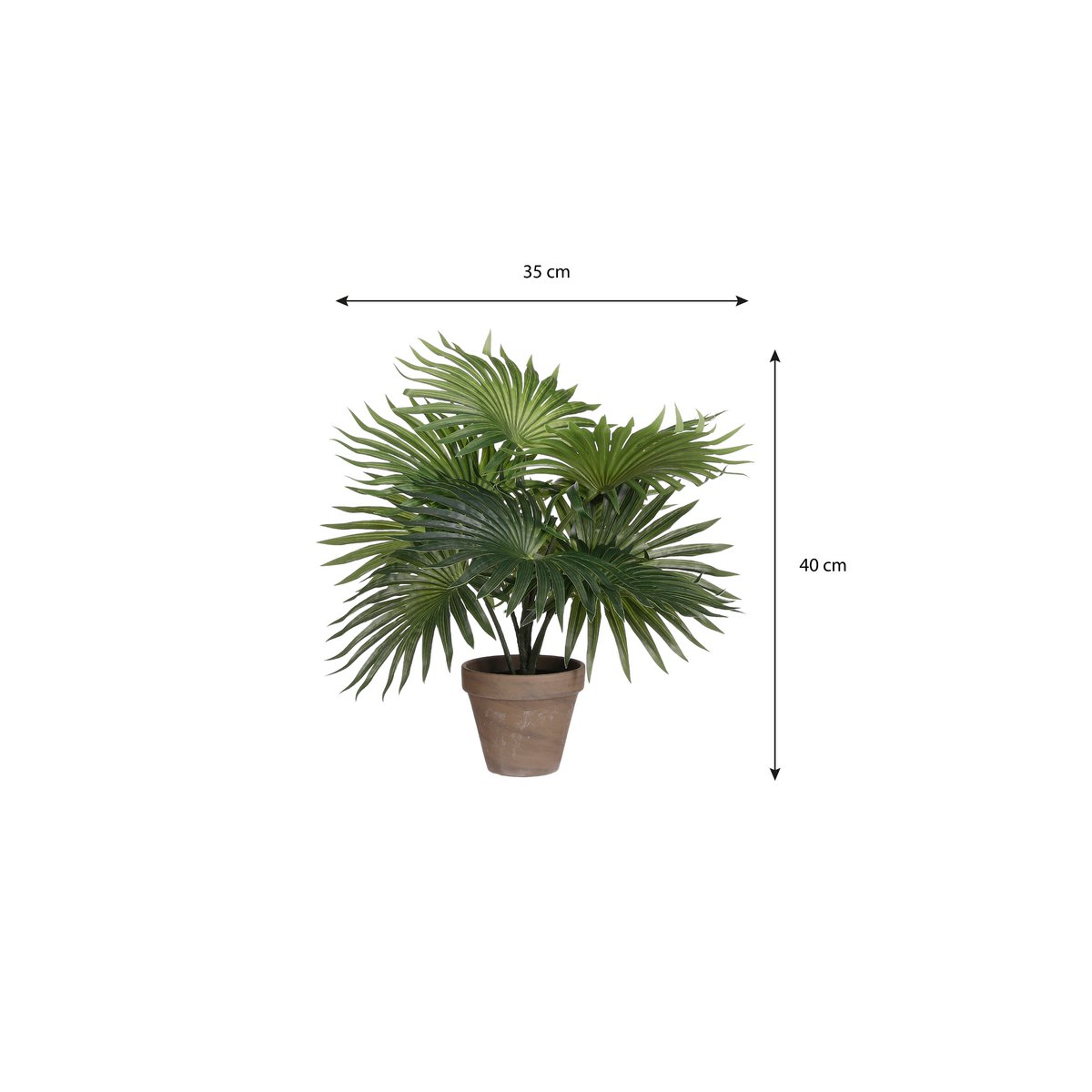 Palmier artificiel en pot Stan - H 40 x Ø 35 cm - Vert