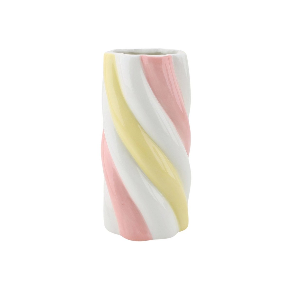 Vaas - Marshmellow - Geel/roze/wit - 10,5x10,5x20cm