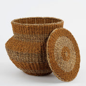 Tacoma Storage Basket with Lid - H48 x Ø55 cm - Jute - Yellow