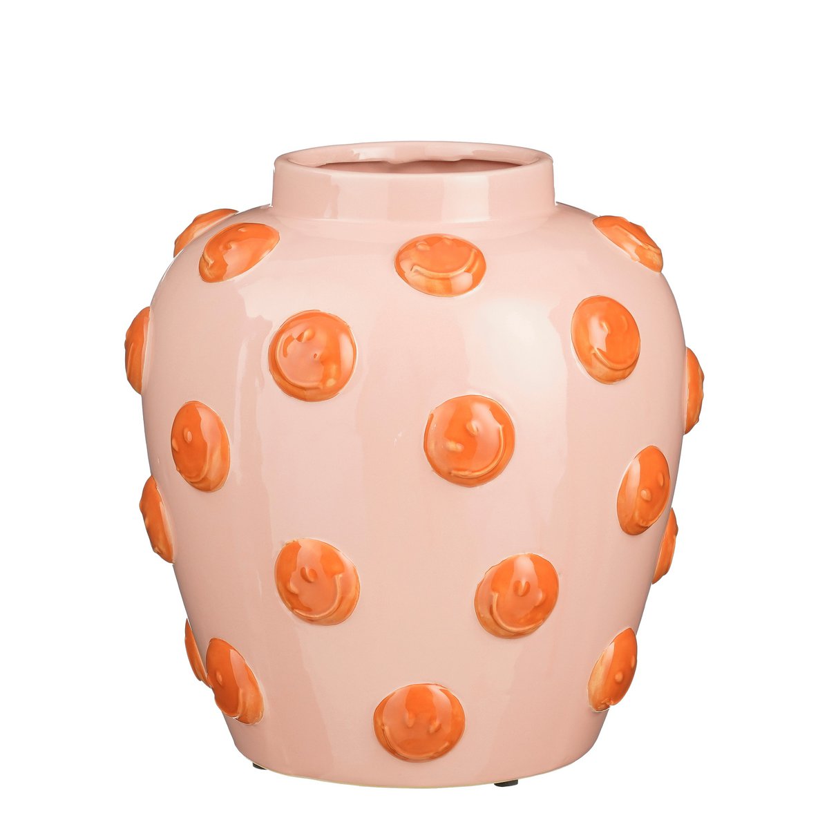 Smiley Vase - H33 x Ø30 cm - Ceramic - Light pink, Orange
