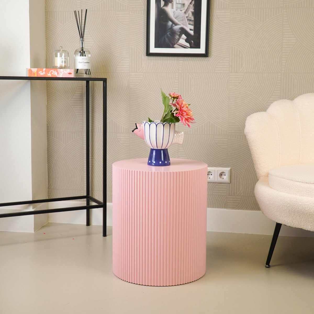 Side table - cylinder - light pink 