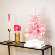 Artificial Christmas tree with LED lights - Pink - 50cm
