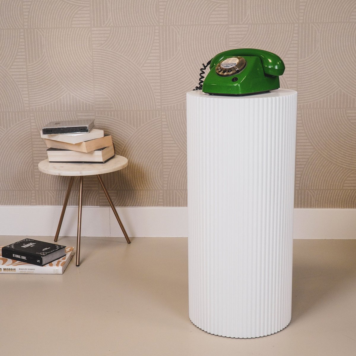 Side table/pillar - cylinder - white- 30x65cm