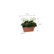 Künstliche Geranie im Balkonkasten - L29 x B13 x H40 cm - Weiß