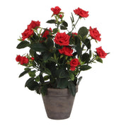Artificial rose bush plant in flower pot Stan - H33 x Ø25 cm - Red
