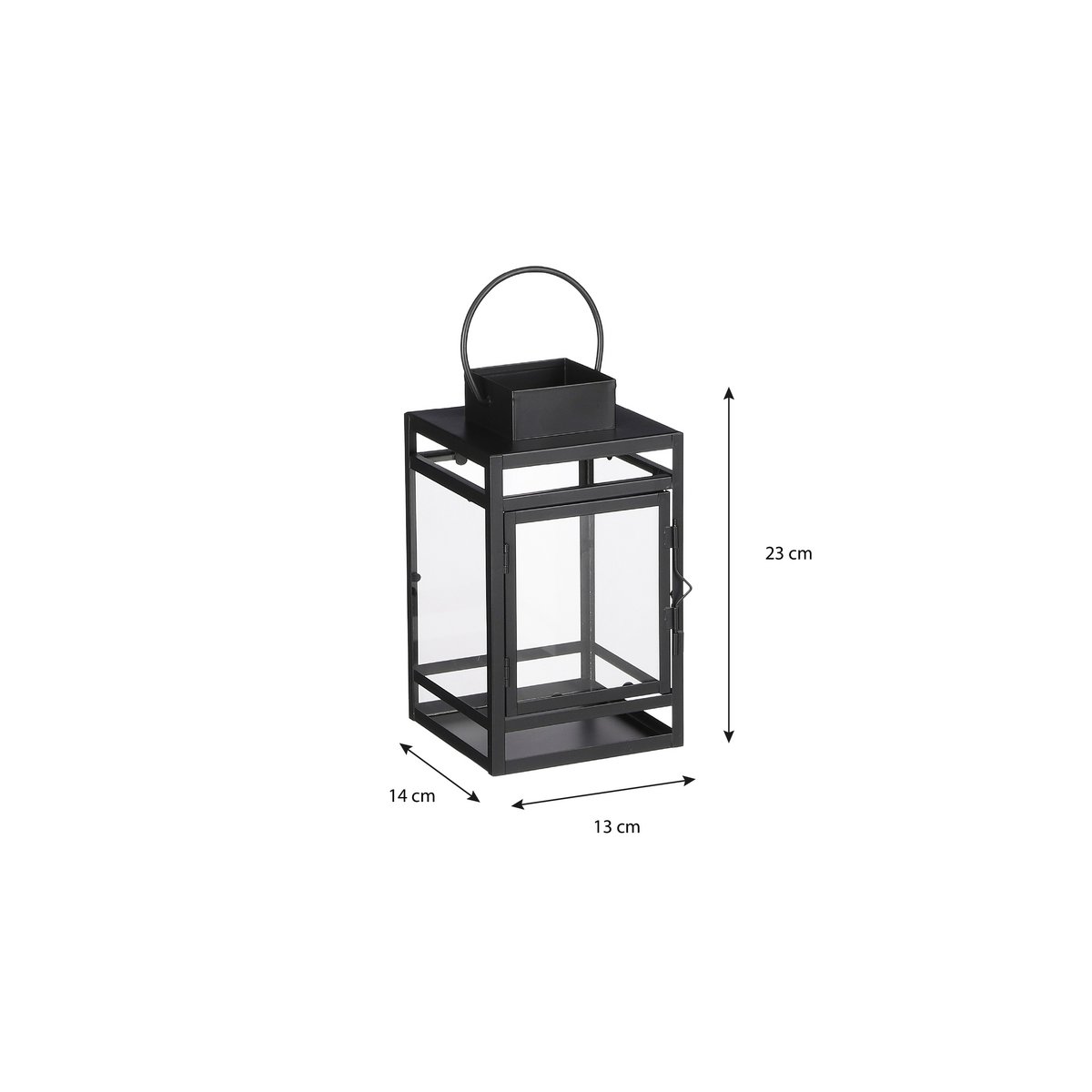 Storm Lantern - L14 x W13 x H23 cm - Black