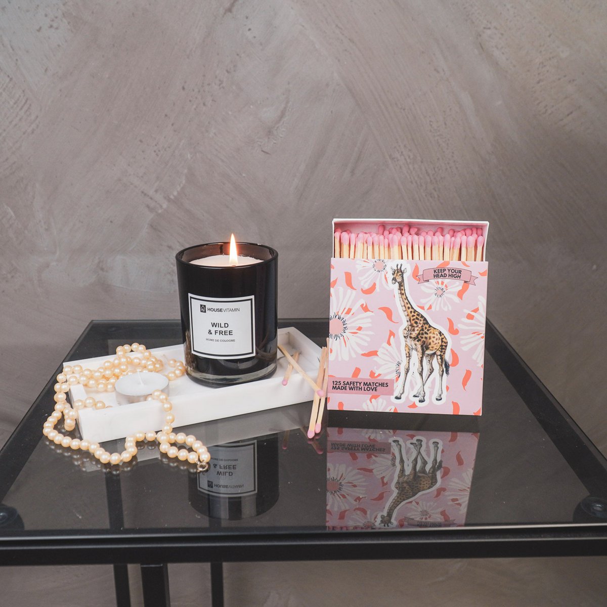 Matchbox - Lucifer Box Giraf- roze - 11x11x3cm