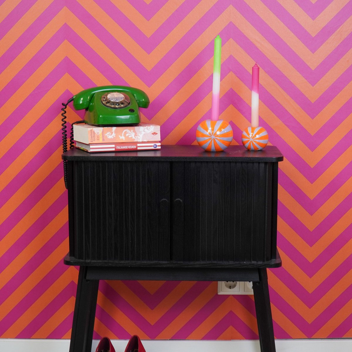 Kandelaar - Swirl - orange/lila - 10x10x10cm