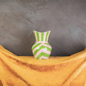 VASE-STRIKS-stoneware -green/pink- 16x16x22cm