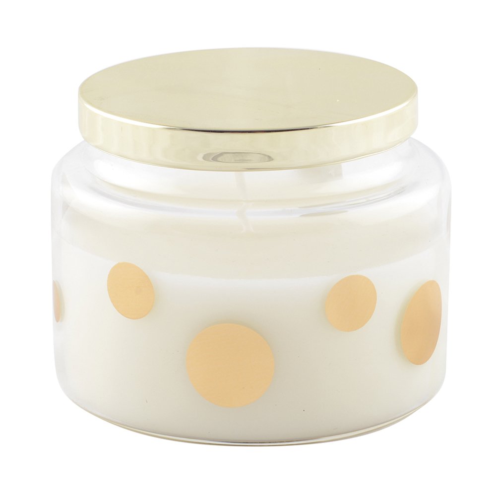 Round Candle with Dots and Lid, Sage