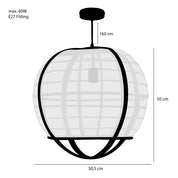 Pella hanging lamp - H50 x Ø51 cm - Linen - Off -White