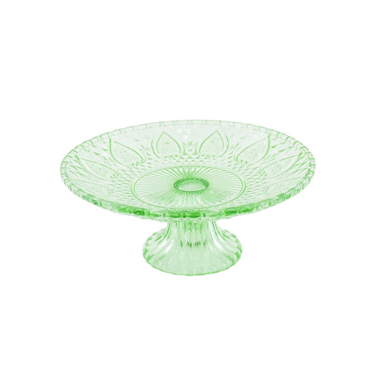 Taartbord - Glas - Groen - 22,5x8cm