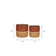 Damian Plant basket - Set of 2 - H20 x Ø20 cm - Seagrass - Red