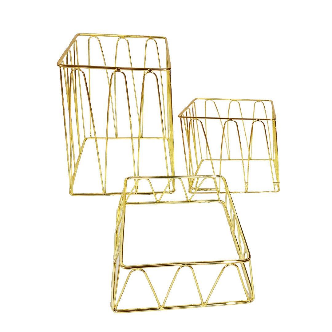 Set of 3 Gold Square Buffet Supports