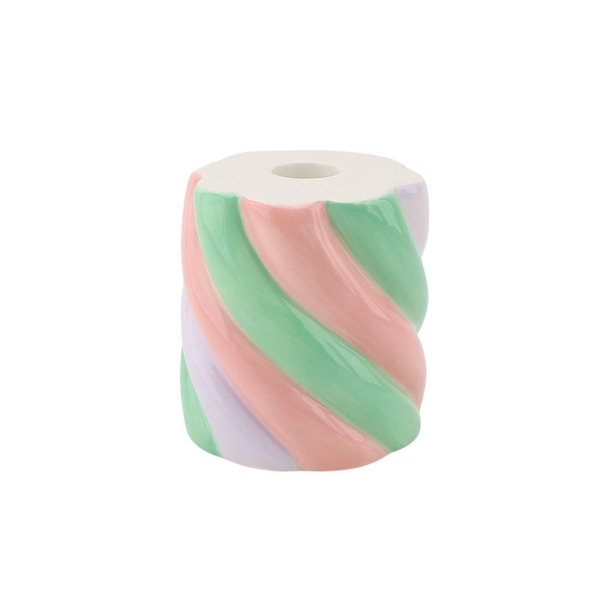 Kandelaar - Guimauve - Dolomite - Rose/Vert Menthe/Lilas - 8,5x8,5x9cm