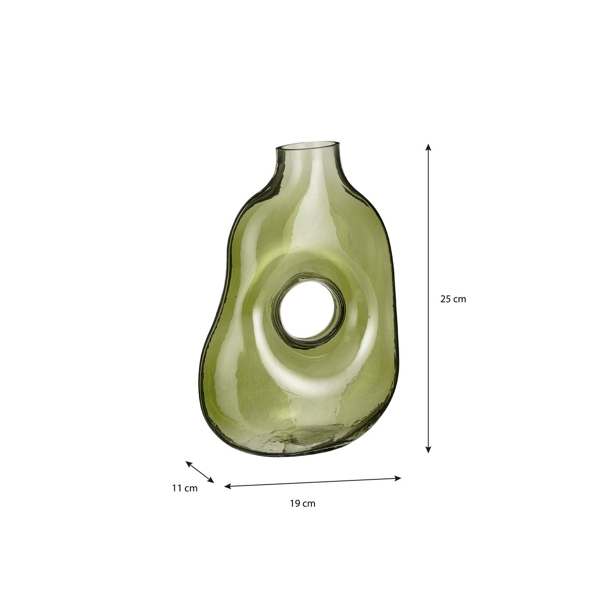 Jay Vase - L19 x W11 x H25 cm - Glass - Light green