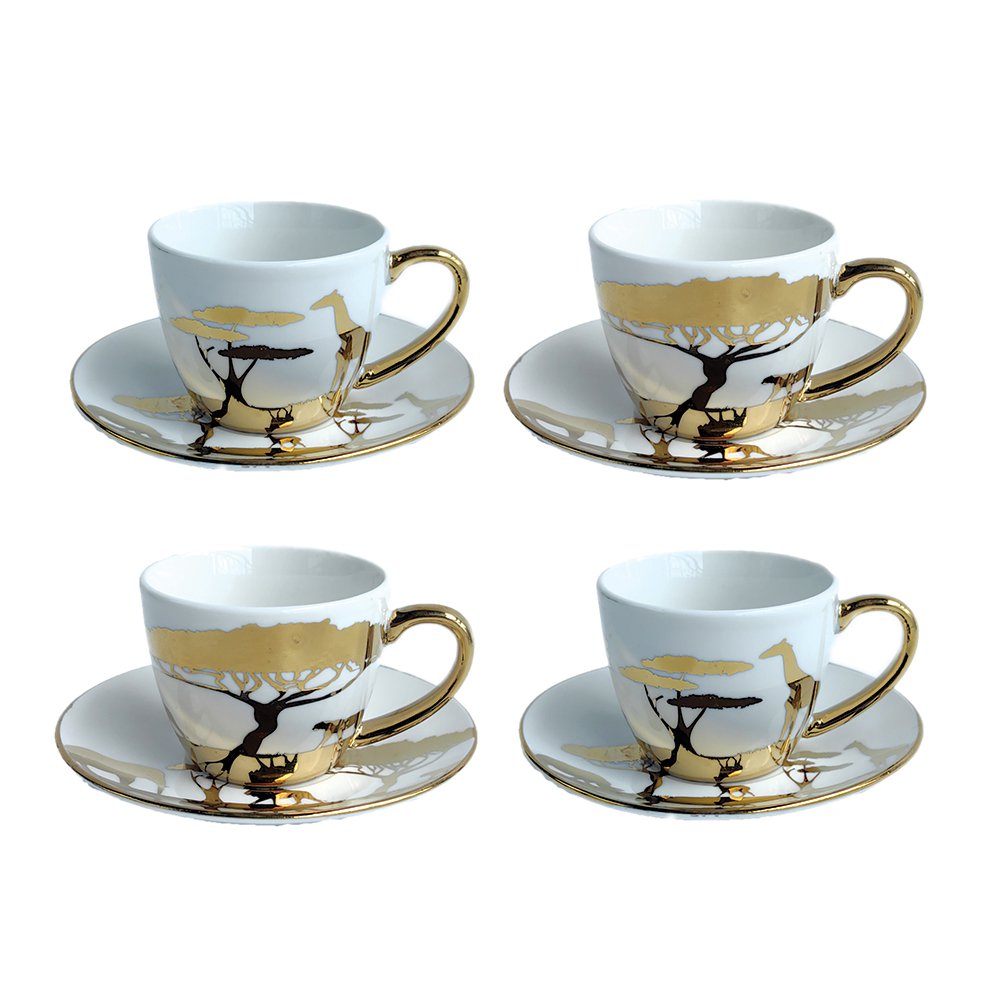 Koffie kopjes met schoteltjes - set van 4