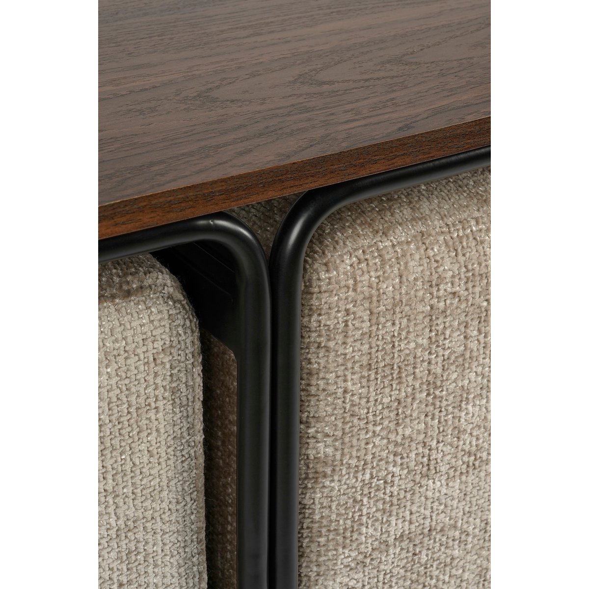 Coffee table with Poufs - 3-piece - L79 x W45 x H41 cm - Light gray