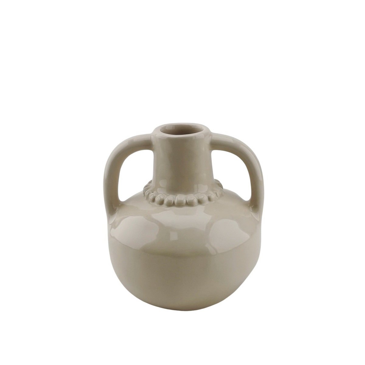 Vase - pearl neck - stoneware sand - 11x10x12cm