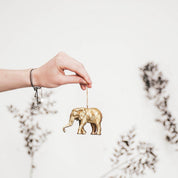 Ornament pendant - Polyresin - Gold - Elephant - 9.5x6.5x4cm