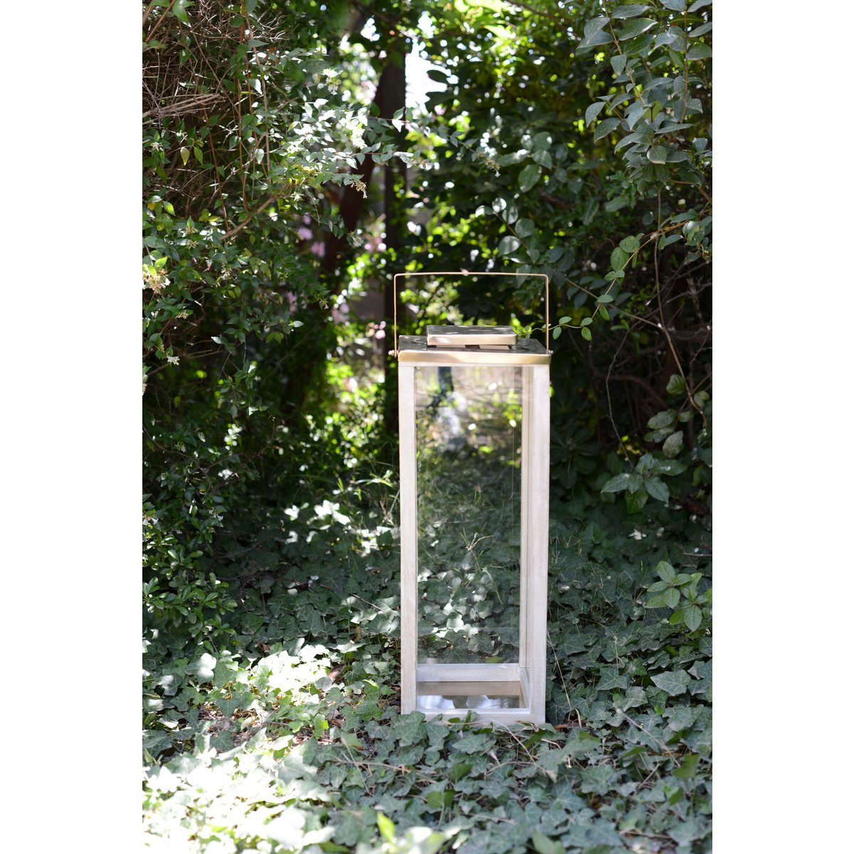 Large Square Glass Lantern 25x25x71cm