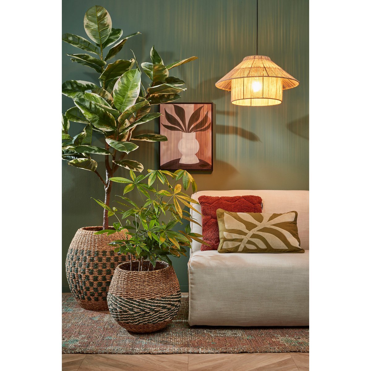 Elsa Hanging Lamp - H28 x Ø50 cm - Jute - Light brown