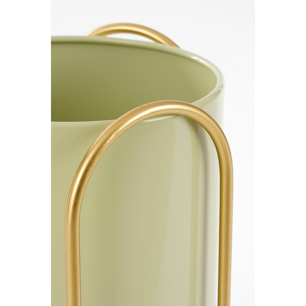 Danube flowerpot on Standard - Set of 2 - Metal - H45 x Ø23 cm - Light green, Gold