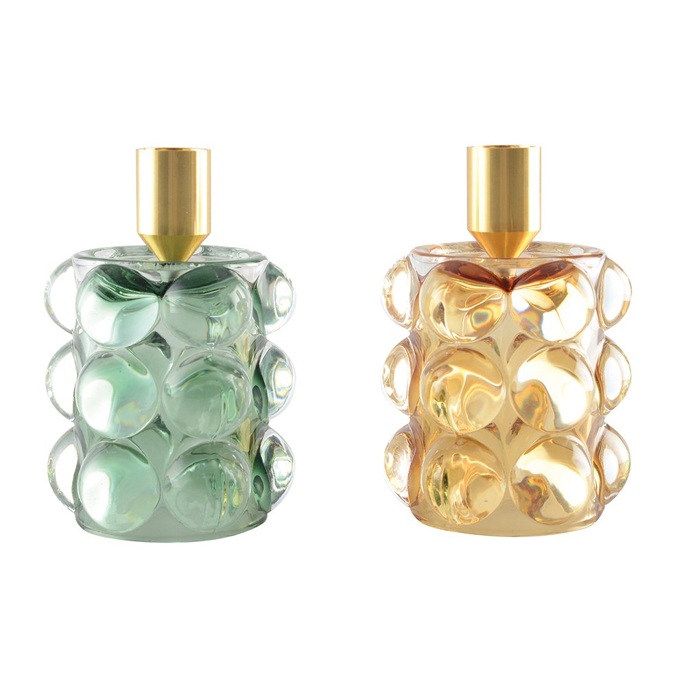 Set of 2 candlesticks, yellow and green bubbles