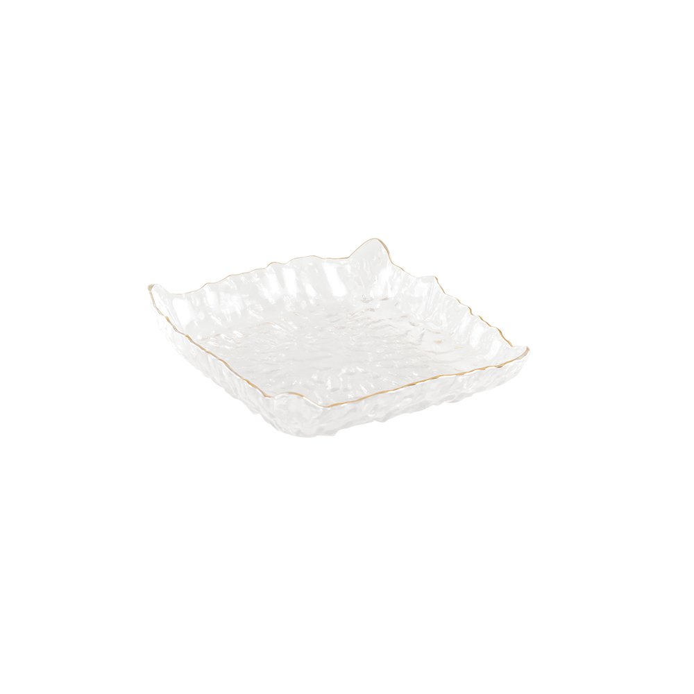 Square Cup with Gold Rim in Glass 15.5x15.5x3.5 cm 