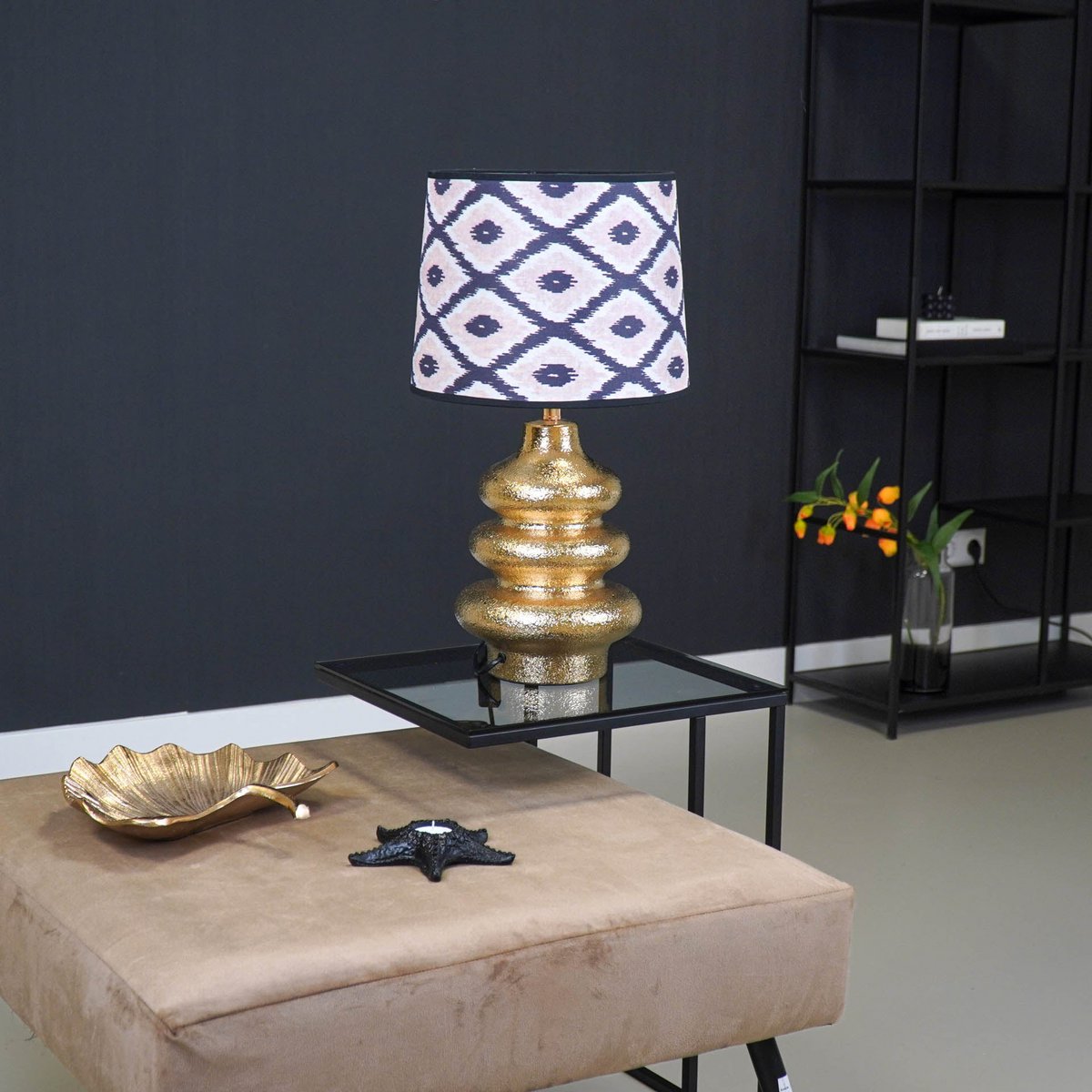 Lampshade - Kelim print - Black/white