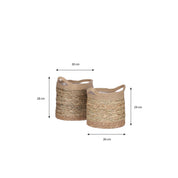 Anne Plant Basket - Set of 2 - H28 x Ø30 cm - Seagrass - Light brown