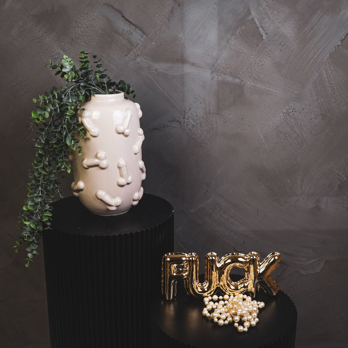 Vaas - Dick - Keramiek - Beige - 17x17x27cm