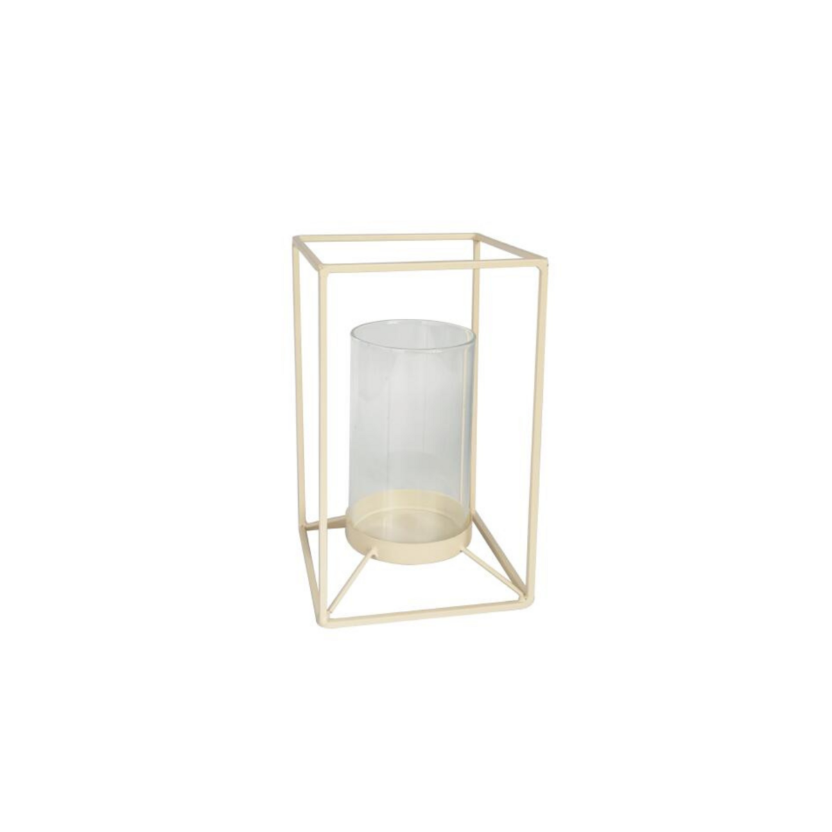 Lantern - Metal/Glass - White - 12.5x12.5x20cm