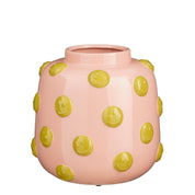 Smiley Vase - H28 x Ø29 cm - Ceramic - Light pink, ocher