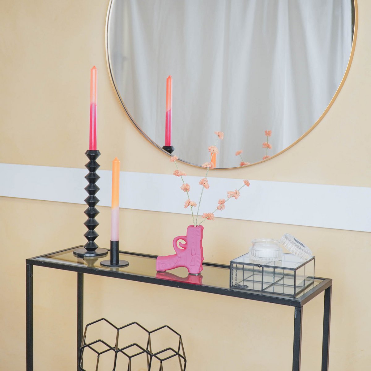 Vase - Gun - Ceramic - Neon Pink - 12x5x12cm