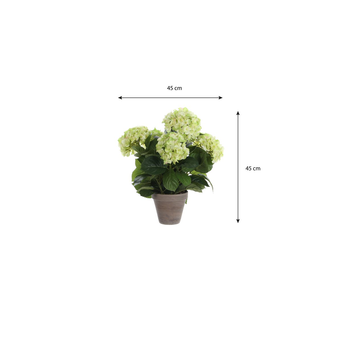 Artificial Hydrangea Plant in Flower Pot Stan - H45 x Ø45 cm - Green