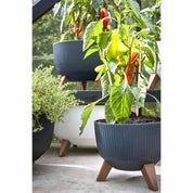 Doppio Flowerpot on Legs - H21 x Ø40 cm - Polypropylene - FSC Mix - Off White